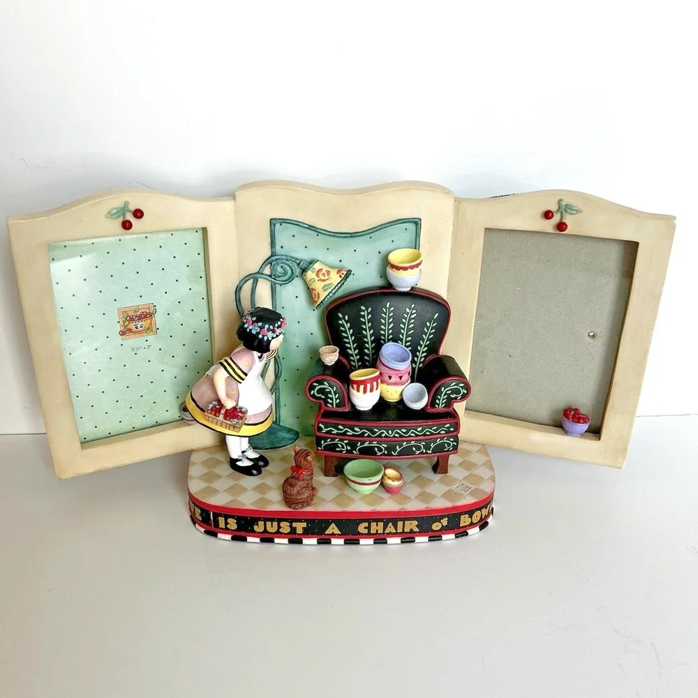 Mary Engelbreit LIFE IS JUST A CHAIR OF BOWLIES Double Picture Frame 3.5 x 5